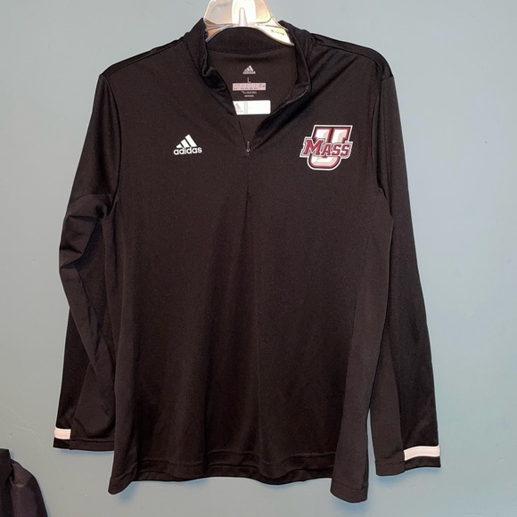 Adidas University of Massachusetts Long Sleeve 1/4 Zip Pullover Shirt Size Large - Picture 1 of 7